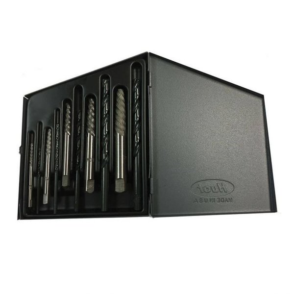 Drillco Screw Extractor Set, Series 9000E, Measurement System Imperial, 1 To 5 Size, 10 Pieces, Carbon, Bright 9000EDS